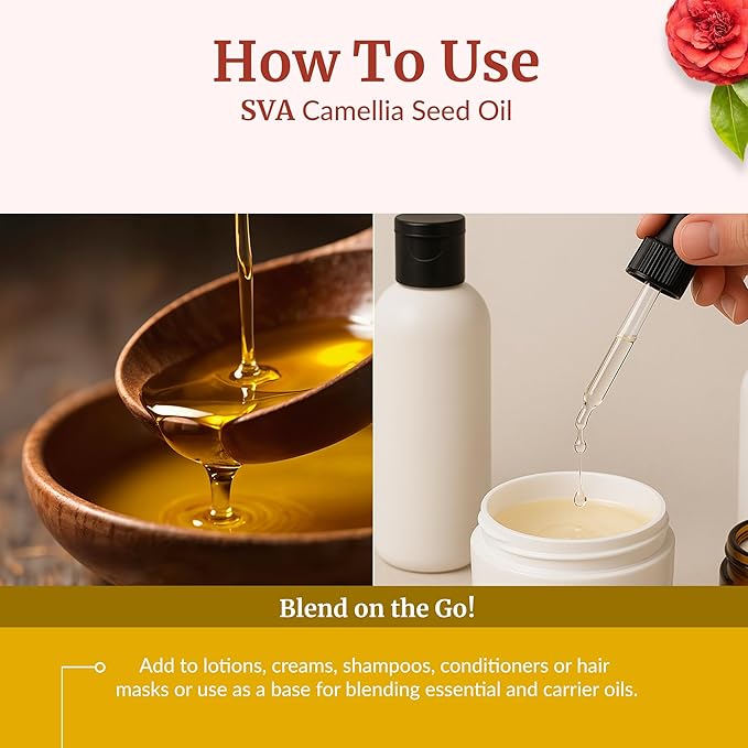 SVA Organic Camellia Seed Carrier Oil with Dropper, 4 Fl Oz (118 ml)
