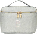 EURYNOME Makeup Bag - Water-Resistant Travel Cosmetic Organizer (8.3x5.1x5.1 Inch) for Women,Sparkling Custom Letter B Design