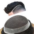 FACE MIRACLE Mens Toupee Lace Front Hairpieces Soft Human Hair Replacement System Natural Hairline Toupee for Men French Lace Poly V-Looped Mens hair Units 7"X10" 1#JET BLACK