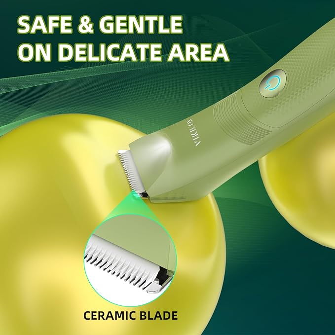 No-Nick Ball Trimmer for Men Ceramic Blade, Pubic Hair Trimmer, Green