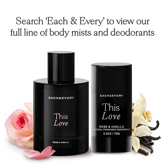 Each & Every Hair & Body Mist - Hair Perfume & Body Spray for Women & Men, 100% Natural Fragrance Rose & Vanilla, Soft Floral Inviting (This Love) - Vegan, Paraben Free, 3.4 fl oz