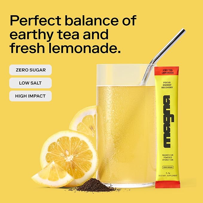 MAGNA Electrolytes Powder Drink Mix for Hydration, Energy & Focus Support (7 Servings, Tea Lemonade)