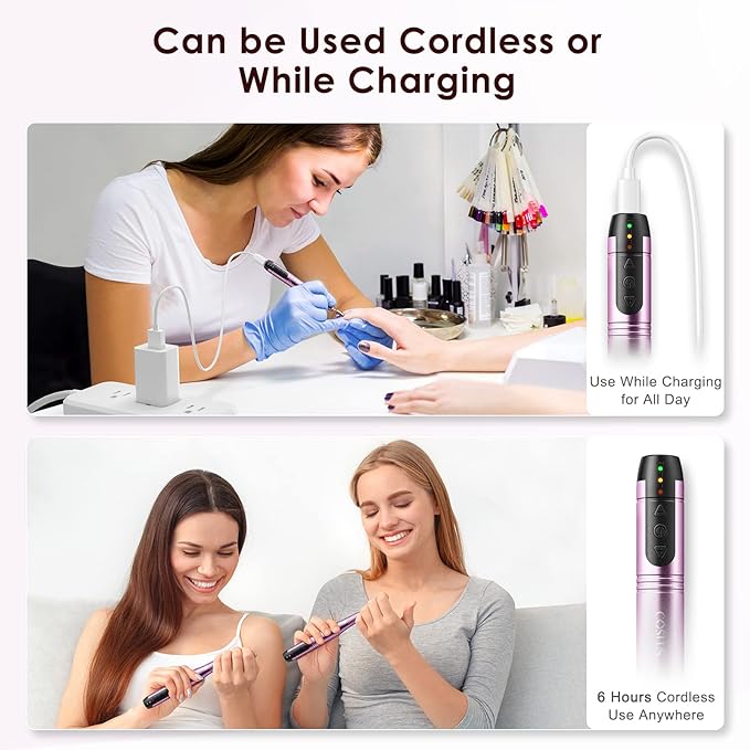COSLUS C20 Cordless Nail Drill Electric File: Portable All-in-One Kit