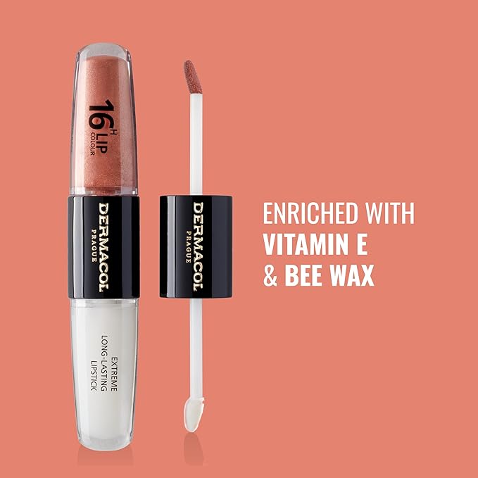 Dermacol 16-Hour Lip Color, Two-Phase Kissproof Lip Stain & Gloss, No.5