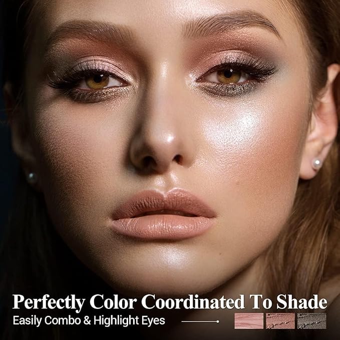 LUXAZA 6PCS Cream Eyeshadow Stick Makeup Sets, Neutral Red brown Eyeshadow Pencil,Metallic And Matte Shimmer Eye Shadow Eye Brightener Stick Pencil Crayon, A06-Pink Neutral