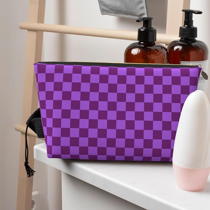 Dultua Mothers Day Gifts Makeup Bag Purse Cosmetic Bag Travel Toiletry Leather Make Up Bags for Mom Wife Women Daughter Elegant Purple