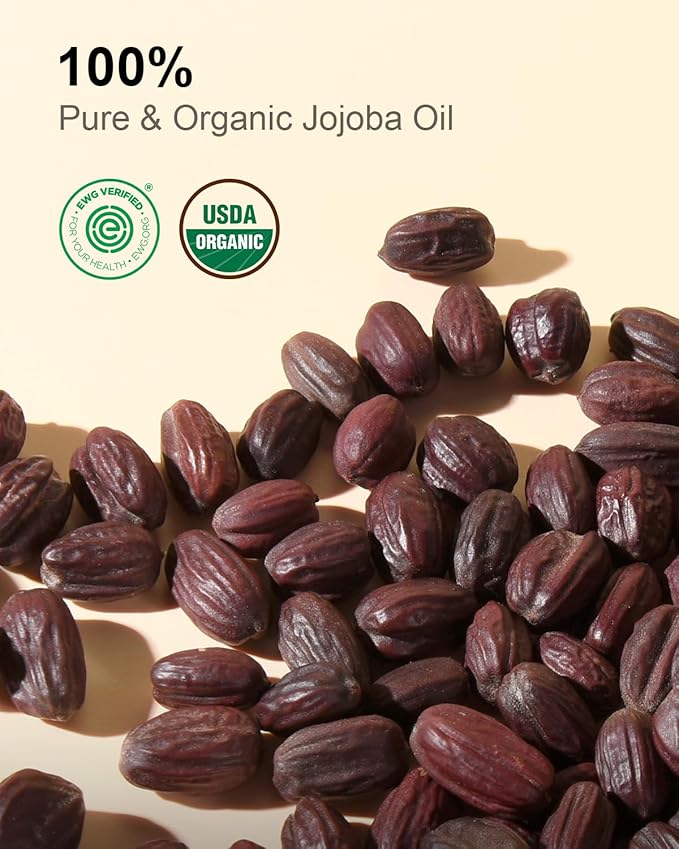 Yoken Organic Jojoba Oil in Glass Bottle 8oz, USDA Organic for Hair & Skin