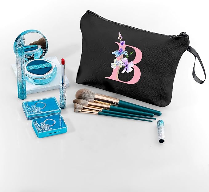 A-Z Personalized Maid Of Honor Gifts, Initial Makeup Bag with Mirror, B