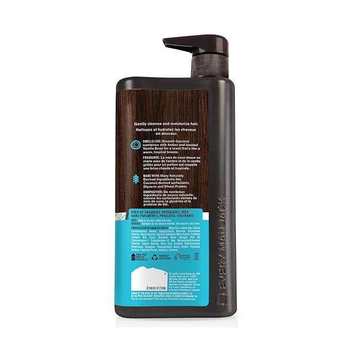 Every Man Jack Men's Shampoo & Conditioner 2-in-1, Coconut Driftwood, 24 oz