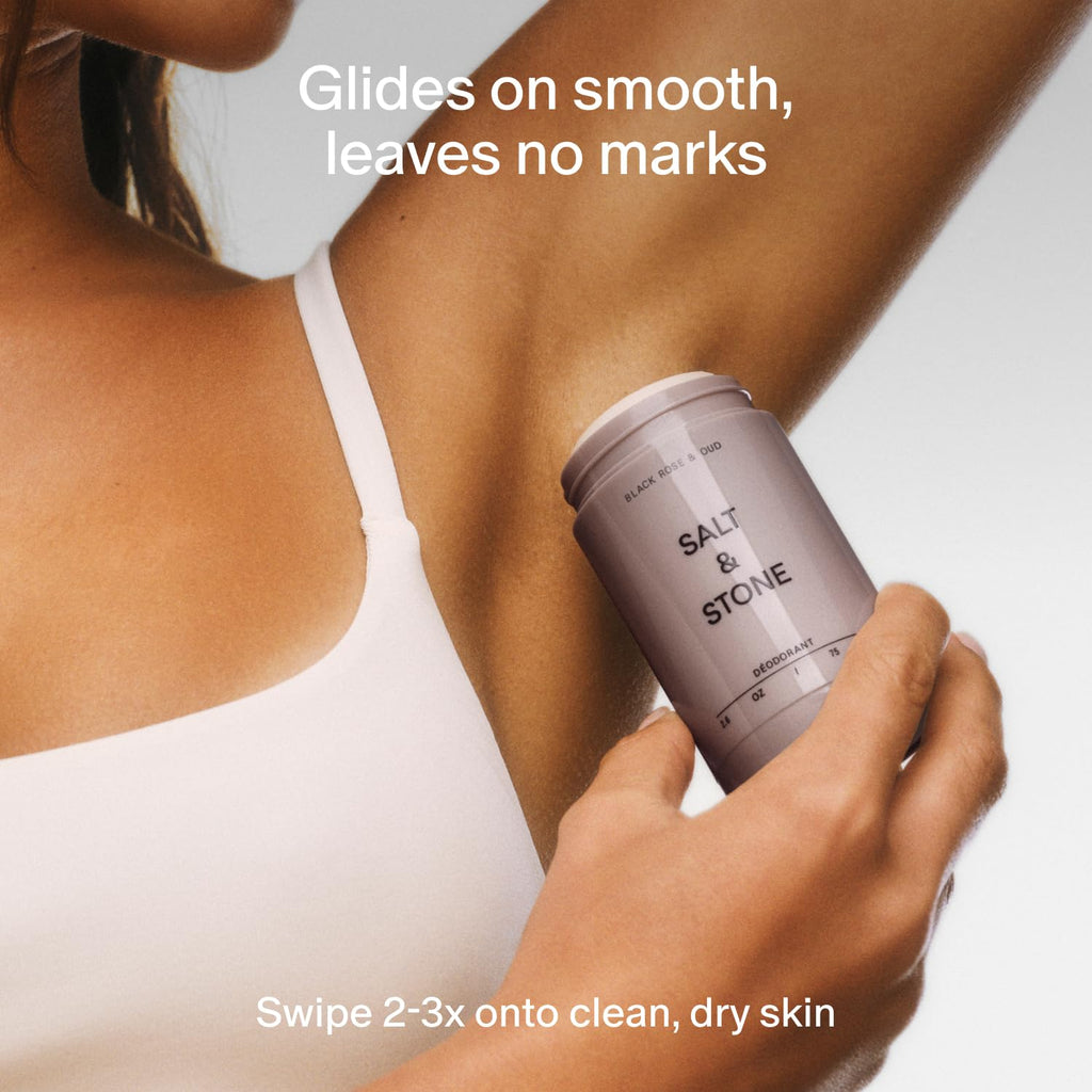Salt & Stone Aluminum-Free Deodorant, Women & Men Black Rose & Oud 2.6 oz
