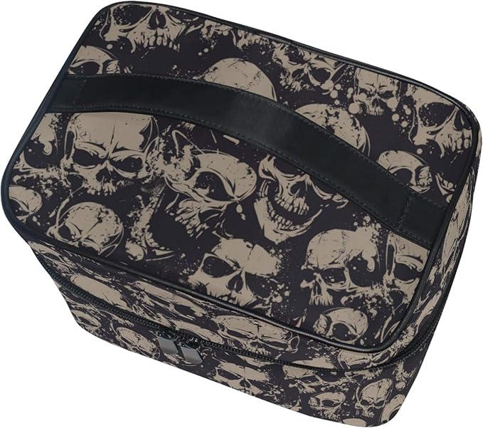 MNSRUU Makeup Bag, Grunge Skulls Travel Makeup Organizer Bag Cosmetic Cases Toiletry Bags for Girl Women Ladies