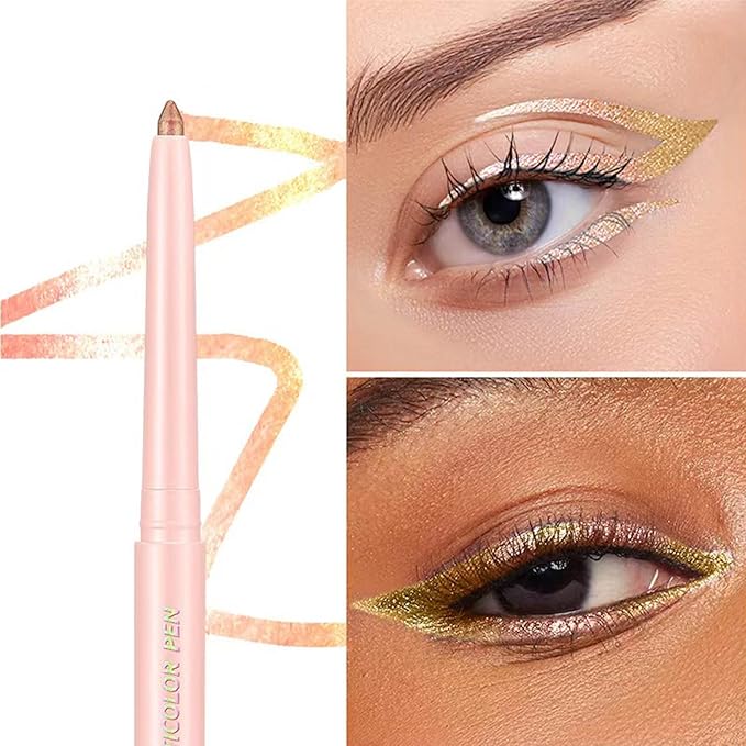TWLBXMG Chameleon Eyeliner Pen, Metallic Shimmer Color Changing Eye liner Pencil, Waterproof Long Lasting Eyeshadow & Eyeliner 2 in 1, Highly Pigmented Smudge Proof # 01