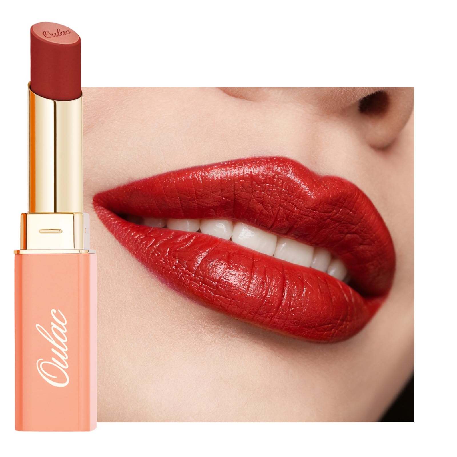 Oulac Red Lipsticks for Women, Deep Red Matte Lipstick, Full Coverage Lip Color, Satin Matte Finish, Cream Texture, Hydrating, Infused with Hyaluronic Acid, Vegan & Clean Beauty 4g SG07 Body Heat