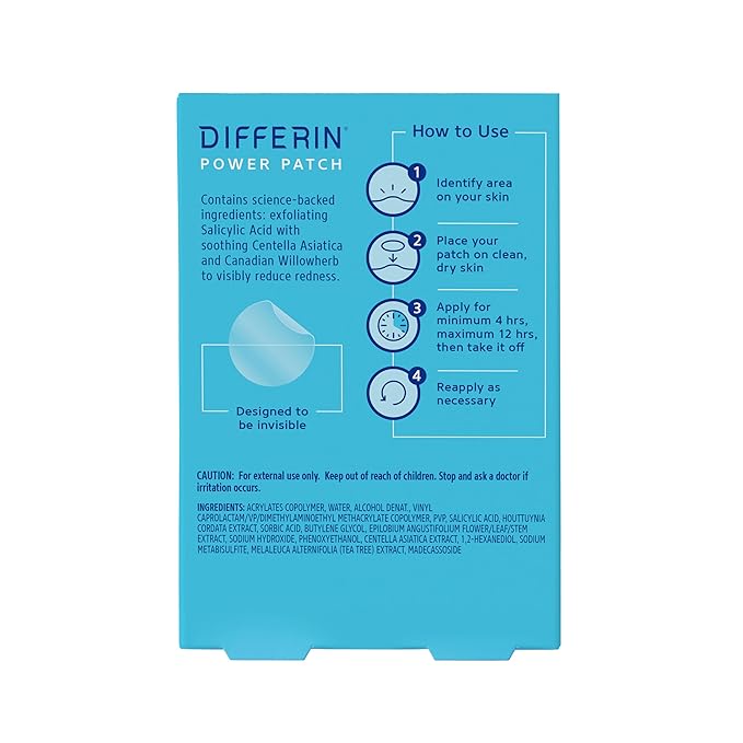 Differin Acne Treatment Pimple Patches, Salicylic Acid & Centella, 36 ct