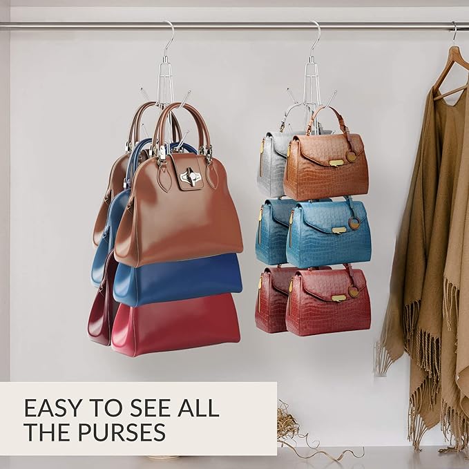 ZEDODIER Purse Hanger, Hanging Purse Organizer for Closet, Holds 6 Bags