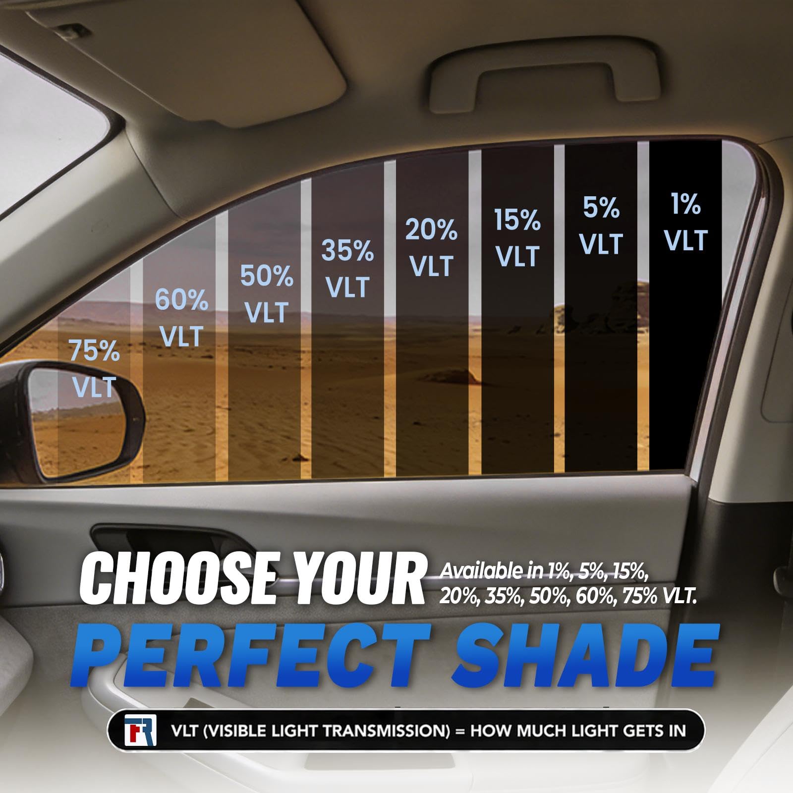 RockRose 1% Premium Carbon Car Window Tint Film 40 in x 100FT 2PLY Charcoal Privacy Film UV, Heat Blocking Tint for Car or Home Adhesive Film Easy Shrink, Plotter Friendly Pro Grade