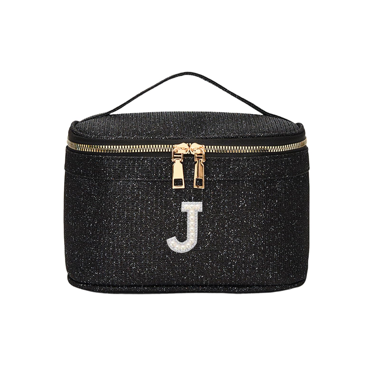 EURYNOME Makeup Bag with Custom Letter W, Water-Resistant Travel Organizer Pouch, (8.3x5.1x5.1 Inch) Cosmetic Case for Women — J