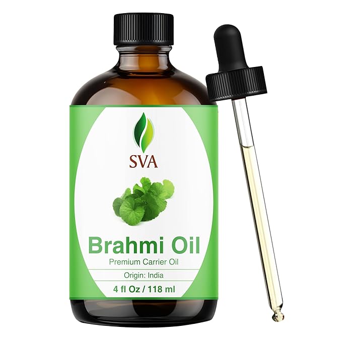 SVA Brahmi Oil - 4 Fl Oz - for Face, Skin Care, Hair Care, Scalp Massage & Body Massage – Carrier Oil with Dropper