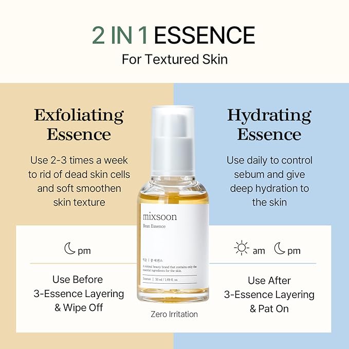Bean Essence - Gentle Liquid Exfoliant for Glass Skin & Pore Care, 0.68floz