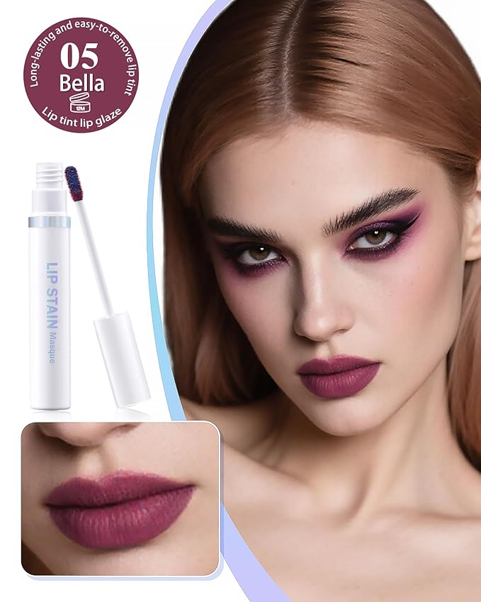 Berinist Lip Stain Masque Lip Liner Stain Long Lasting Waterproof Lip Tint Stain Semi-Permanent Lip Tattoo Transfer Proof Non-Drying Matte Finish Suitable for Women's Daily Lip Makeup