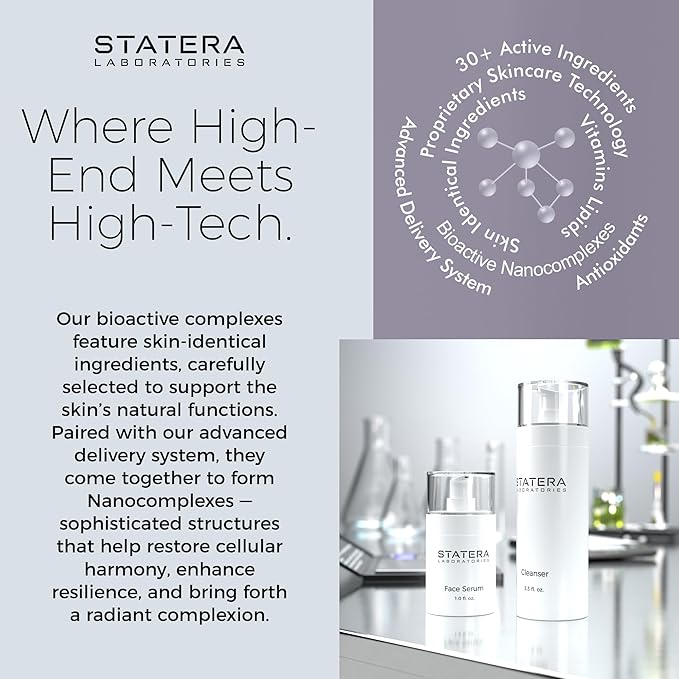 STATERA Laboratories Face Serum 1.0 fl. oz | Helps Improve Skin Tone & Hydration, Enhances Firmness & Elasticity, Reduces Wrinkles and Supports Skin Longevity | Contains Hyaluronic Acid