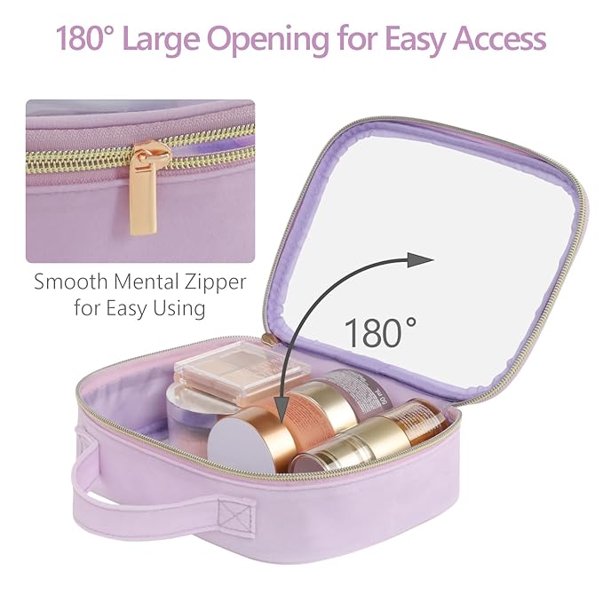 PACKISM Clear Makeup Bag Travel - TSA Approved Toiletry Bag, 2 Pack Purple