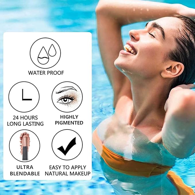 SAUBZEAN White Eyeshadow Stick Makeup, Cream Shimmer Eye Shadow Pencil, Hypoallergenic Waterproof Long Lasting Crayon, Smooth Glitter Primer Palette Eyeliner Make up