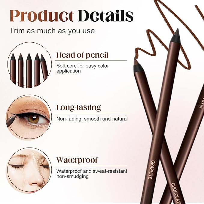 Eyeliner Pencil, Long Lasting Smudge-Proof Professional Eyeliner, Smooth and Easy to Apply, Effortlessly Create Any Look (Graphite Color)