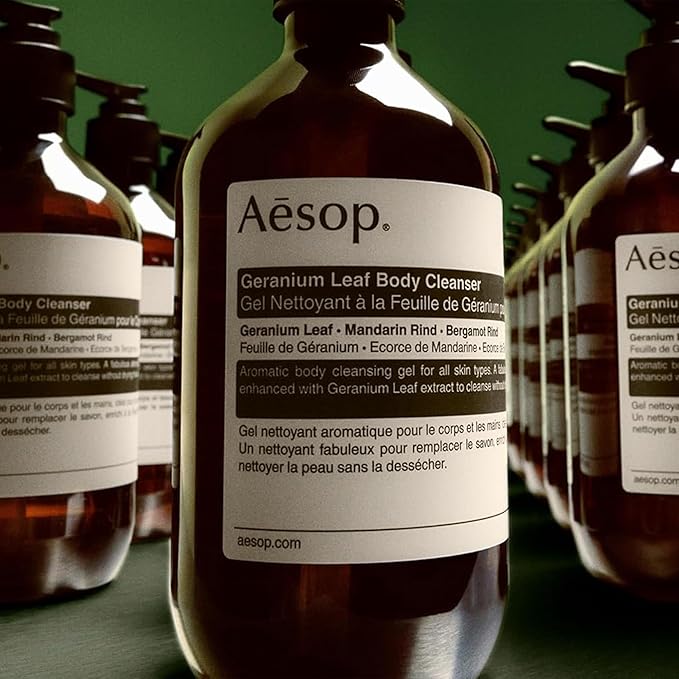 Aesop Geranium Leaf Body Cleanser & Balm Set | Citrus & Fresh Duo to Cleanse and Hydrate Skin | Geranium Leaf, Mandarin Rind, Bergamot Rind | 16.9 oz / 500mL (Set of 2)