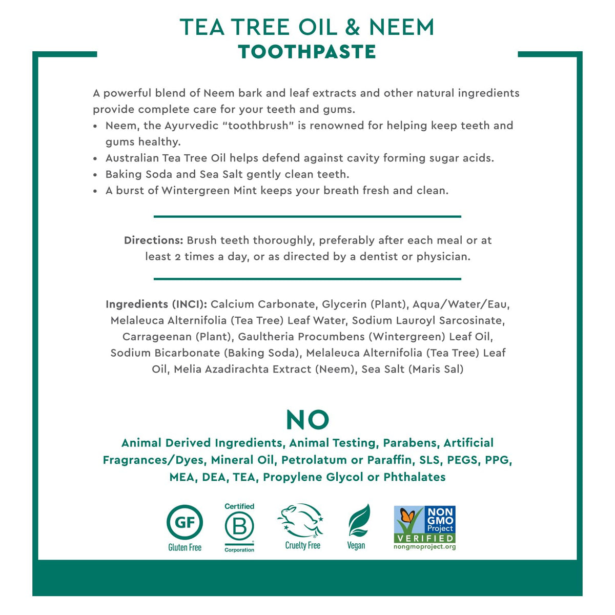 Desert Essence Tea Tree Oil and Neem Toothpaste, Wintergreen, 6.25 oz