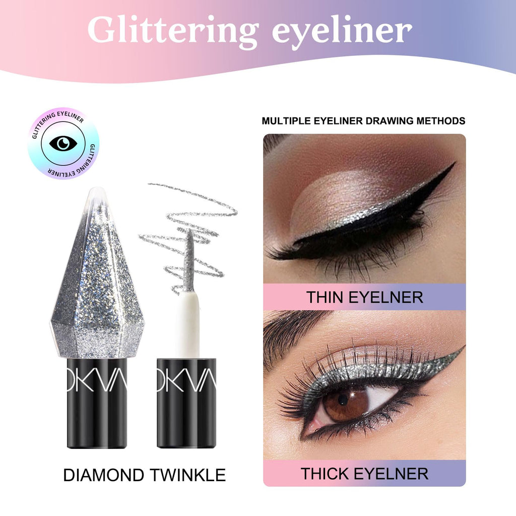 MooGlamor 5 Pcs Liquid Glitter Eyeshadow Set Colorful Eyeliner with Long-Lasting and Waterproof Shinning Eye Shadow Gift for Women Eye Makeup(Diamond A)