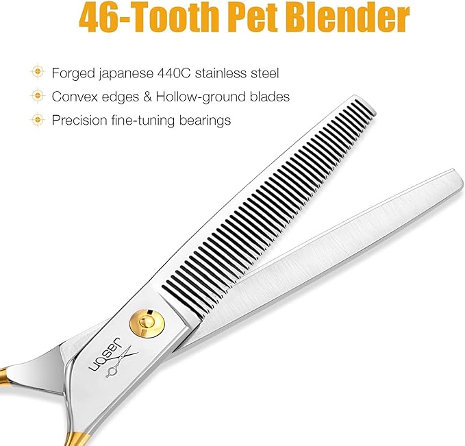 JASON Dog Grooming Thinning Scissors - 7.5" Blending Shears 40 Teeth