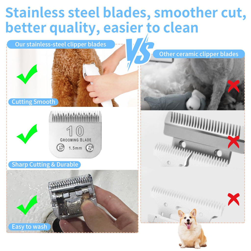 MEMIRY Size 4FC+5FC+7FC Detachable Dog Grooming Blades, Compatible with Andis, Oster A5, Wahl KM10 Series Clippers, Silver (3 Packs)
