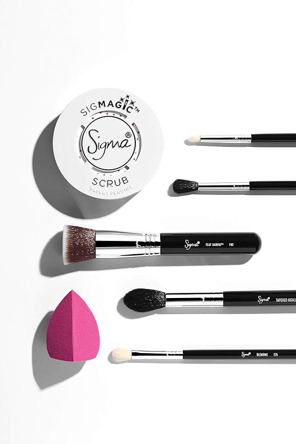 Sigma Beauty Most-Wanted Brush Set — Set of 5 Favorite Makeup Brushes for Foundation, Highlighter, Eyeshadow, Pencil Liner, and Blending (5 pcs)