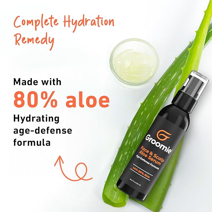 Groomie Face & Scalp Aloe Vera Serum, Hydrating Moisturizer, 2 Fl Oz