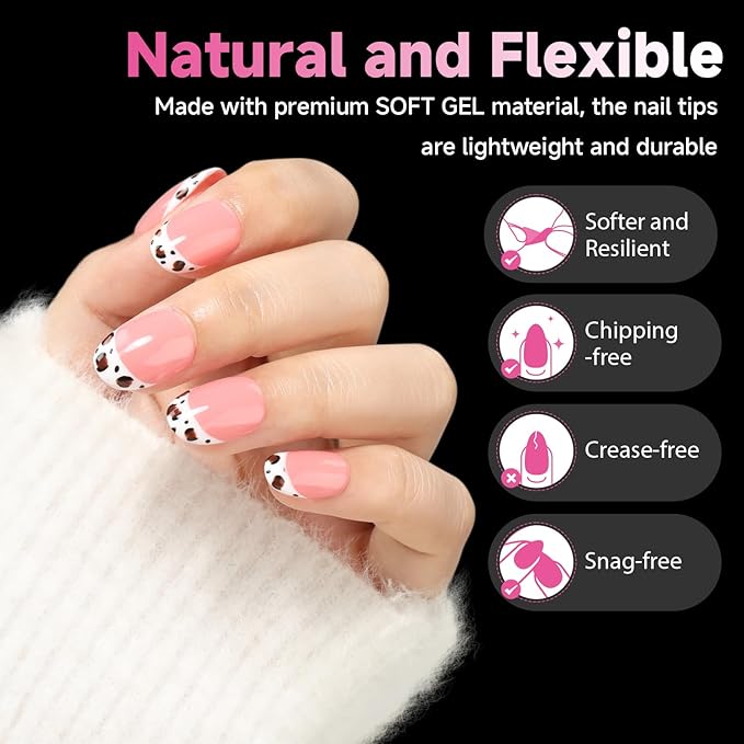 UNA GELLA Oval Gel Nail Tips, 312 Pcs Short Oval Round Nails