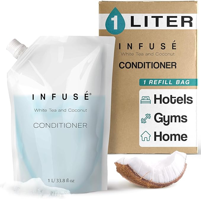 INFUSÉ 12-Pack 1 Liter Conditioner Refill Bags for Hotel Soap Dispensers