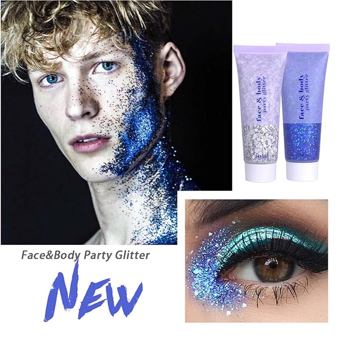 DAGEDA Blue Body Glitter Gel, Sparkly Hair Face Glitter Makeup Accessories