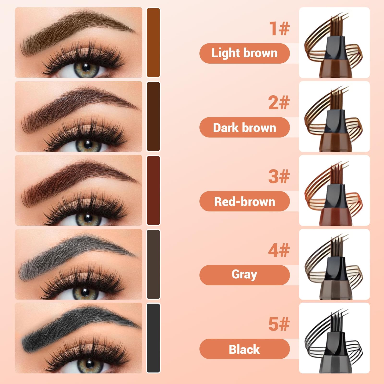 Microblading Eyebrow Pencils for Women,2026 Upgraded 3D Waterproof Eyebrow Pen,Long Lasting 4-Tip Brow Pencil, Eye Brow Pen for Natural Brows (Red Brown)