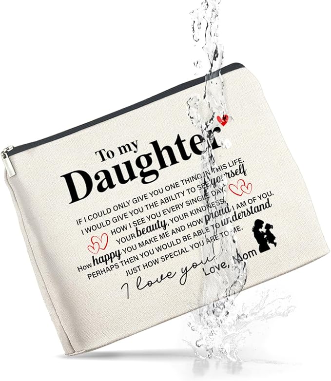 UPNEGE Makeup Bag Daughter Gifts from Mom, Gifts for Daughter Cosmetic Bag Zipper Makeup Pouch Gift for Christmas Birthday Graduation