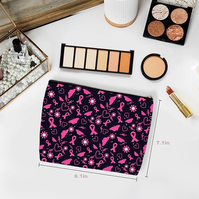 Wenboco Pink Butterfly Makeup Bag, Flower Large Capacity Travel Makeup Case Cosmetic Bags for Women, Portable Pouch Purse Travel Essentials Toiletries Accessories, Christmas Birthday Gifts for Women