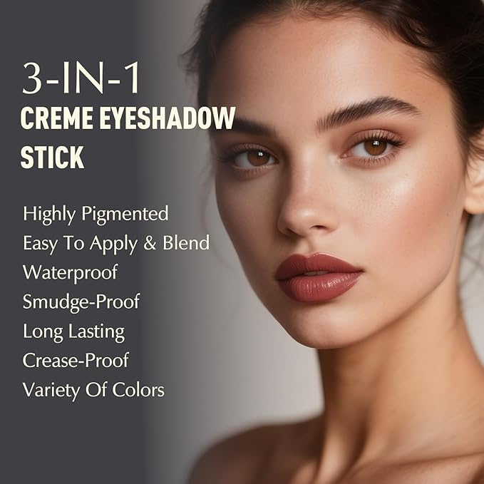 Wugbc Eyeshadow Stick, Warm Peach Matte Cream Eyeshadow Long-Lasting Crease-Proof Eye Shadow Eyeliner Pencil High Pigmented Neutral Highlighter Makeup Crayon with Blending Brush & Sharpener