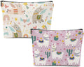 XFN Llama Gifts, 2 Pcs Alpaca Makeup Bag, Cute Animal Cosmetic Bag Travel Pouch, Alpaca Llama Lovers Gift for Women Girls Daughter Sisters Best Friends Farm Animals Graduation Birthday