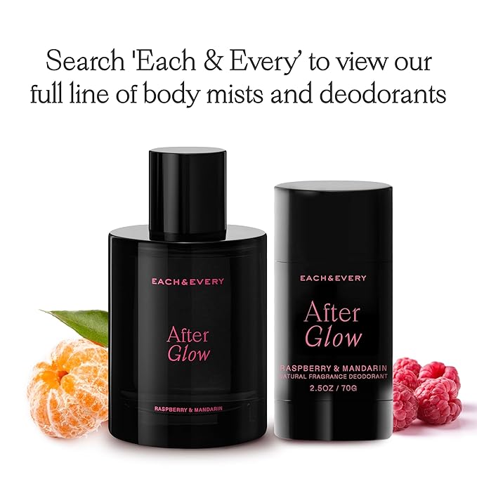 Each & Every Hair & Body Mist - Hair Perfume & Body Spray for Women & Men, 100% Natural Fragrance Rasberry & Mandarain, Resfreshing Bright Sweet (After Glow) - Vegan, Paraben Free, 3.4 fl oz