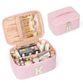 OCHEAL Makeup Bag for Women, Monogram Cosmetic Bag Pink Travel Makeup Case Beauty Toiletry Bag Organizer Personalized Gifts for Girls Bridesmaid, Sister, Wife, Friends Initial K