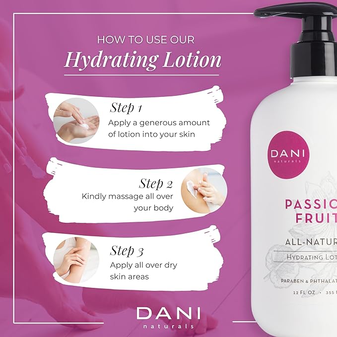 DANI Naturals Passion Fruit Body Lotion, Paraben-Free and Vegan, 12 fl oz