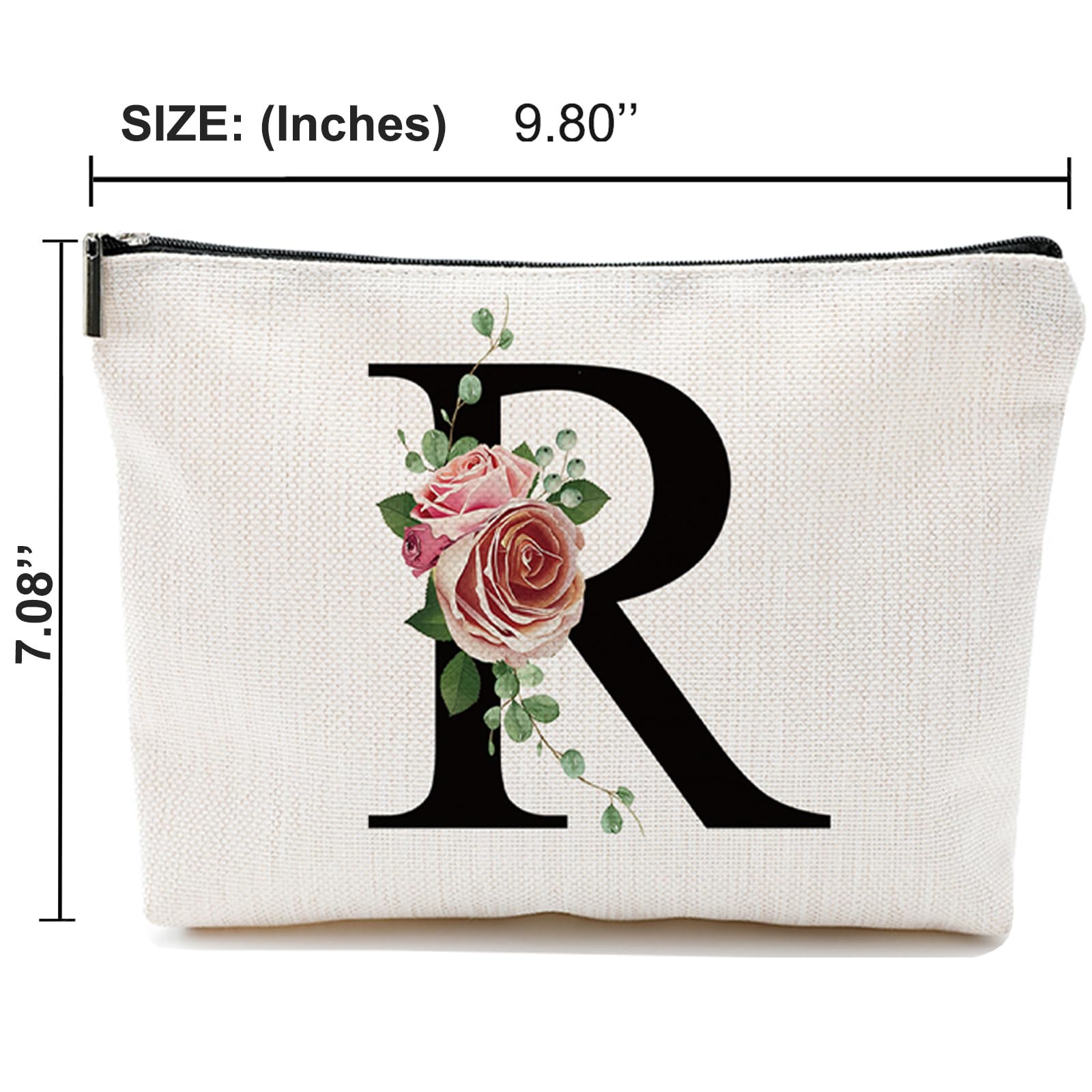 Initial A-Z Personalized Letter Makeup Bag, Monogrammed Bridesmaid Gifts/Presents Cosmetic Bag, Portable Stationery Storage Organizer Pouch, Friendship Love Travel Makeup Bags
