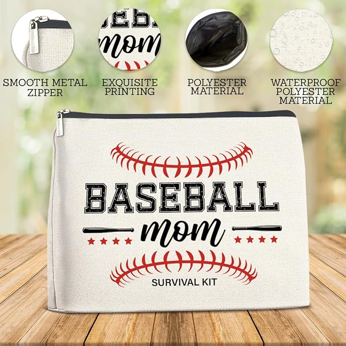 FYDHQSS Baseball Mom Gift Makeup Bag for Women Baseball Lovers Team Player
