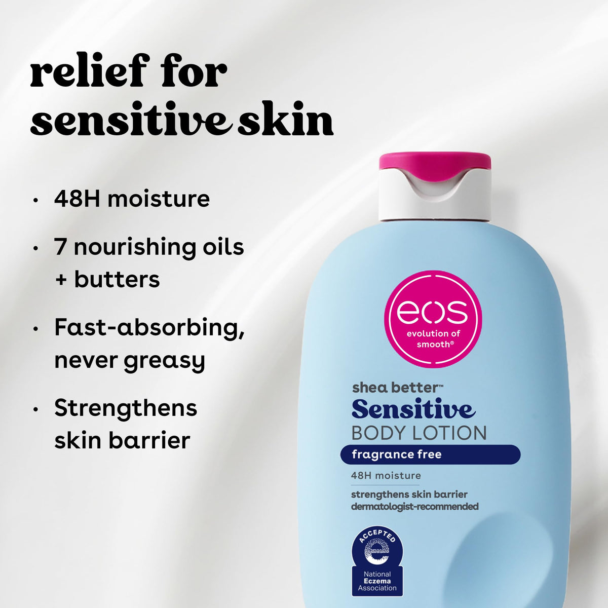 eos Shea Better Sensitive Skin Body Lotion- Fragrance Free, 48HR Moisture, 16 fl oz