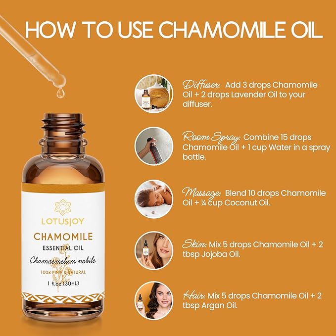 LOTUSJOY Chamomile Essential Oil for Skin Body Hair Diffuser, 1 Oz